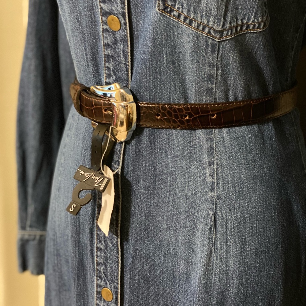 Brown Nan Lewis Embossed Leather Belt